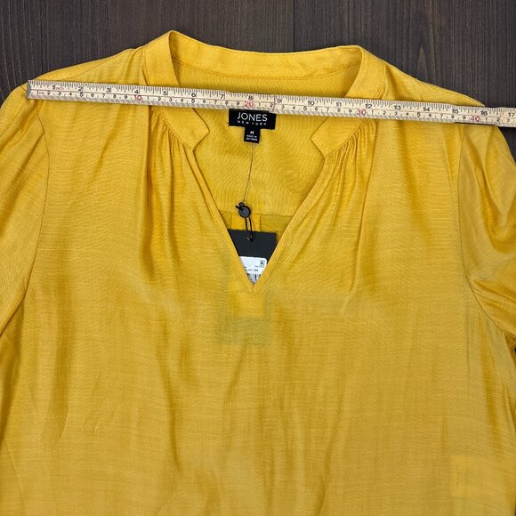 NWT Jones New York Blouse Women’s Medium Mustard Yellow V-Neck Long Sleeve‎ - Picture 14 of 16